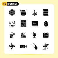 16 Creative Icons for Modern website design and responsive mobile apps 16 Glyph Symbols Signs on White Background 16 Icon Pack vector