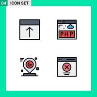 Set of 4 Vector Filledline Flat Colors on Grid for arrange map layout php location Editable Vector Design Elements