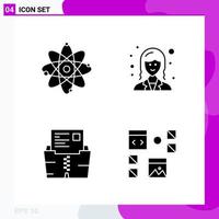 Solid Icon set Pack of 4 Glyph Icons isolated on White Background for Web Print and Mobile vector