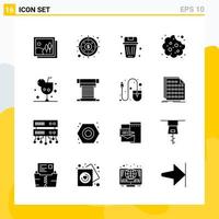 Collection of 16 Universal Solid Icons Icon Set for Web and Mobile vector