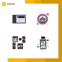 Modern Set of 4 Filledline Flat Colors Pictograph of design develop tablet doubloon page Editable Vector Design Elements