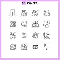 Set of 16 Modern UI Icons Symbols Signs for black friday snowflake education snow hobby Editable Vector Design Elements