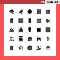 25 Thematic Vector Solid Glyphs and Editable Symbols of studies cupboard space watchkit sport Editable Vector Design Elements