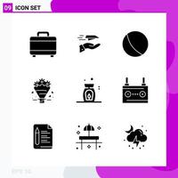 Solid Icon set Pack of 9 Glyph Icons isolated on White Background for Web Print and Mobile vector