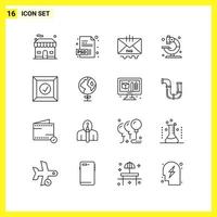 16 Icon Set Simple Line Symbols Outline Sign on White Background for Website Design Mobile Applications and Print Media vector