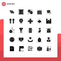 Modern Set of 25 Solid Glyphs Pictograph of html laptop storage coding love Editable Vector Design Elements