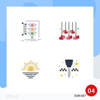 4 Flat Icon concept for Websites Mobile and Apps city sun smart heart weather Editable Vector Design Elements