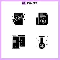 4 Icons in Solid Style Glyph Symbols on White Background Creative Vector Signs for Web mobile and Print