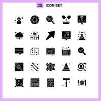 25 Icons in Solid Style Glyph Symbols on White Background Creative Vector Signs for Web mobile and Print