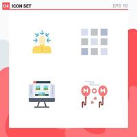 Modern Set of 4 Flat Icons Pictograph of choice monitor human web design balloons Editable Vector Design Elements
