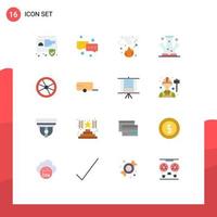 Set of 16 Modern UI Icons Symbols Signs for technology molecule burn knowledge smoke Editable Pack of Creative Vector Design Elements