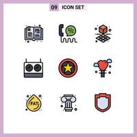 Pictogram Set of 9 Simple Filledline Flat Colors of medal badge help timer chess Editable Vector Design Elements