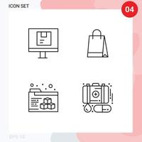 Set of 4 Vector Filledline Flat Colors on Grid for computer printing online hand bag case Editable Vector Design Elements