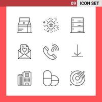 9 Icon Pack Line Style Outline Symbols on White Background Simple Signs for general designing vector