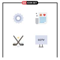 Editable Vector Line Pack of 4 Simple Flat Icons of cutter hockey drug remedy olympics Editable Vector Design Elements