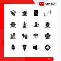 Group of 16 Modern Solid Glyphs Set for target corner property arrow pc Editable Vector Design Elements