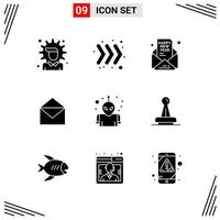 9 Icons Solid Style Grid Based Creative Glyph Symbols for Website Design Simple Solid Icon Signs Isolated on White Background 9 Icon Set vector