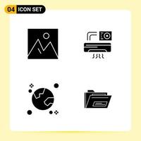 4 Creative Icons for Modern website design and responsive mobile apps 4 Glyph Symbols Signs on White Background 4 Icon Pack vector