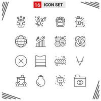 16 Icons Line Style Grid Based Creative Outline Symbols for Website Design Simple Line Icon Signs Isolated on White Background 16 Icon Set vector