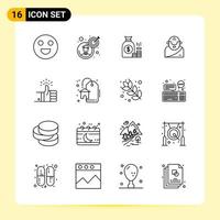 16 Creative Icons for Modern website design and responsive mobile apps 16 Outline Symbols Signs on White Background 16 Icon Pack vector