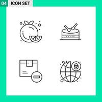 paquete de 4 iconos de estilo de línea establece símbolos de esquema para imprimir signos creativos aislados en fondo blanco 4 conjunto de iconos vector