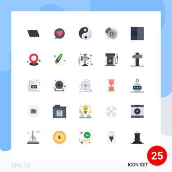 Flat Color Pack of 25 Universal Symbols of grid financial taoism diagram balance Editable Vector Design Elements
