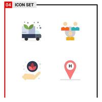 4 Flat Icon concept for Websites Mobile and Apps energy lotus connection communication beach house Editable Vector Design Elements