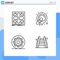 Modern 4 Line style icons Outline Symbols for general use Creative Line Icon Sign Isolated on White Background 4 Icons Pack vector