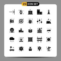 Solid Glyph Pack of 25 Universal Symbols of lighthouse rotate laptop phone device Editable Vector Design Elements