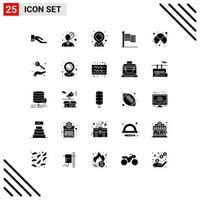 Set of 25 Vector Solid Glyphs on Grid for lab chemistry sticky cells usa Editable Vector Design Elements