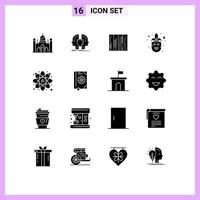 Set of 16 Modern UI Icons Symbols Signs for mardi gras carnival sheild texture design Editable Vector Design Elements