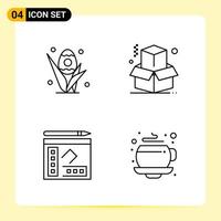 4 Creative Icons for Modern website design and responsive mobile apps 4 Outline Symbols Signs on White Background 4 Icon Pack vector