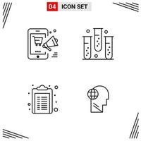 4 Icons Line Style Grid Based Creative Outline Symbols for Website Design Simple Line Icon Signs Isolated on White Background 4 Icon Set vector