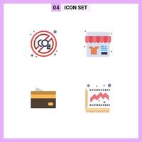 paquete de iconos de vector de stock de 4 signos y símbolos de línea para banca conjunta deshabilitar tarjetas de compras elementos de diseño de vector editables