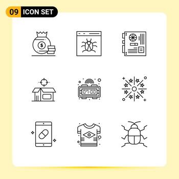 Modern Set of 9 Outlines and symbols such as product box development open product mother Editable Vector Design Elements
