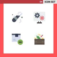 Pack of 4 Modern Flat Icons Signs and Symbols for Web Print Media such as cleaner box pipe preference delivery Editable Vector Design Elements