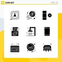 colección de 9 iconos sólidos universales conjunto de iconos para web y móvil vector