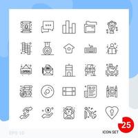 Modern Pack of 25 Icons Line Outline Symbols isolated on White Backgound for Website designing vector