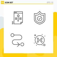 Collection of 4 Universal Line Icons Icon Set for Web and Mobile vector