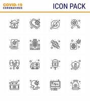 Coronavirus Prevention Set Icons 16 Line icon such as scan find infection bacteria otolaryngologist viral coronavirus 2019nov disease Vector Design Elements