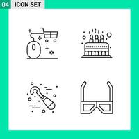 Pack of 4 Line Style Icon Set Outline Symbols for print Creative Signs Isolated on White Background 4 Icon Set vector