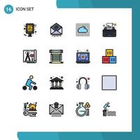 Set of 16 Modern UI Icons Symbols Signs for design typewriter cloud type layers Editable Creative Vector Design Elements