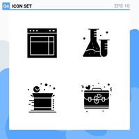 Modern 4 solid style icons Glyph Symbols for general use Creative Solid Icon Sign Isolated on White Background 4 Icons Pack vector