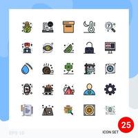 User Interface Pack of 25 Basic Filled line Flat Colors of search help archive faq night Editable Vector Design Elements
