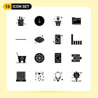User Interface Pack of 16 Basic Solid Glyphs of document archive downloads folder power Editable Vector Design Elements