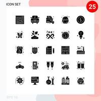 25 Universal Solid Glyphs Set for Web and Mobile Applications bug money security ecommerce cash Editable Vector Design Elements