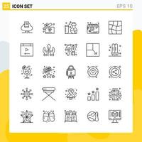 Collection of 25 Universal Line Icons Icon Set for Web and Mobile vector