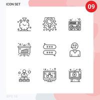 9 Thematic Vector Outlines and Editable Symbols of message bubble midi sales chart Editable Vector Design Elements