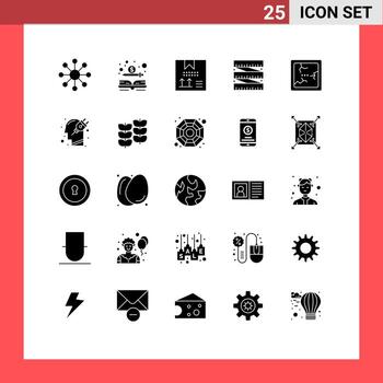 25 Solid Glyph concept for Websites Mobile and Apps mirror broken coding waist diet Editable Vector Design Elements