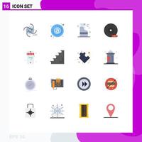 Modern Set of 16 Flat Colors and symbols such as peripheral device compact disc email cd detergent Editable Pack of Creative Vector Design Elements